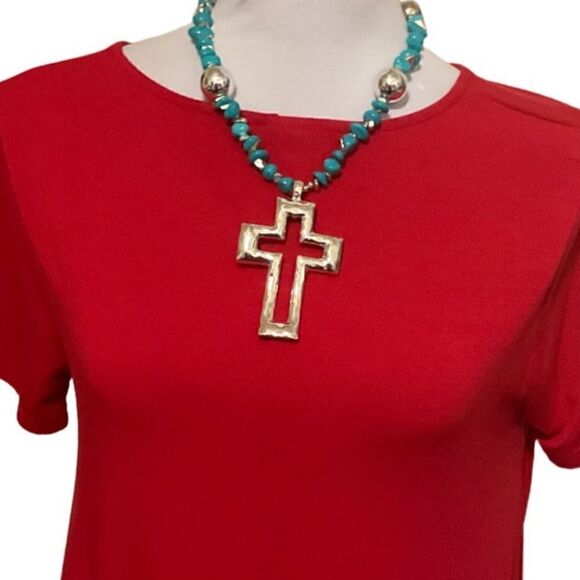Turquoise Cross Necklace   - Picture 1 of 3